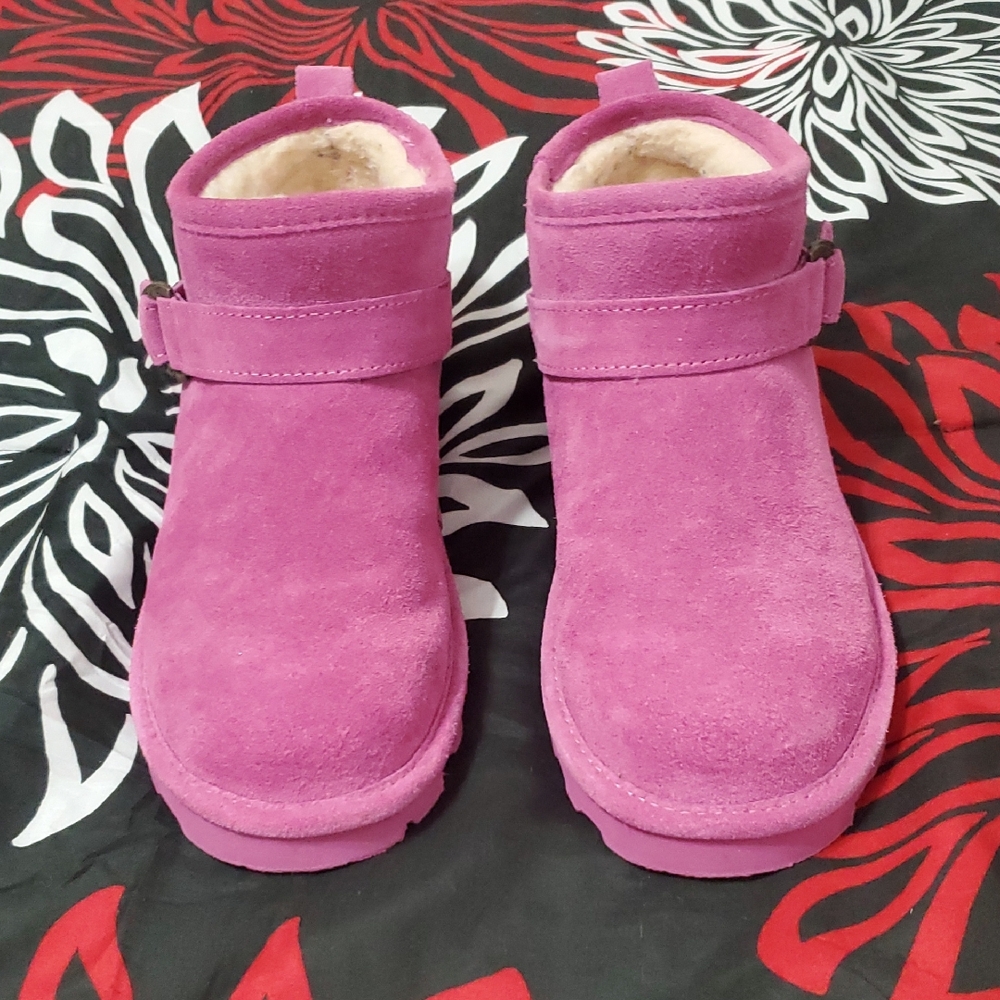 BearPaw Shorty Womens Orichid Pink Fleece Lined Boots Size 10